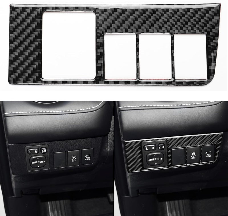 NVCNX Real Premium Carbon Fiber Car Dashboard Side Rearview Mirror Adjustment Button Panel Cover Decal Compatible with Toyota RAV4 2013 2014 2015 2016 2017 2018 Interior Dash Trim Accessories Black - Image 1