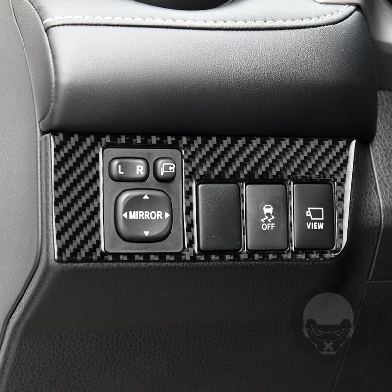 NVCNX Real Premium Carbon Fiber Car Dashboard Side Rearview Mirror Adjustment Button Panel Cover Decal Compatible with Toyota RAV4 2013 2014 2015 2016 2017 2018 Interior Dash Trim Accessories Black - Image 5