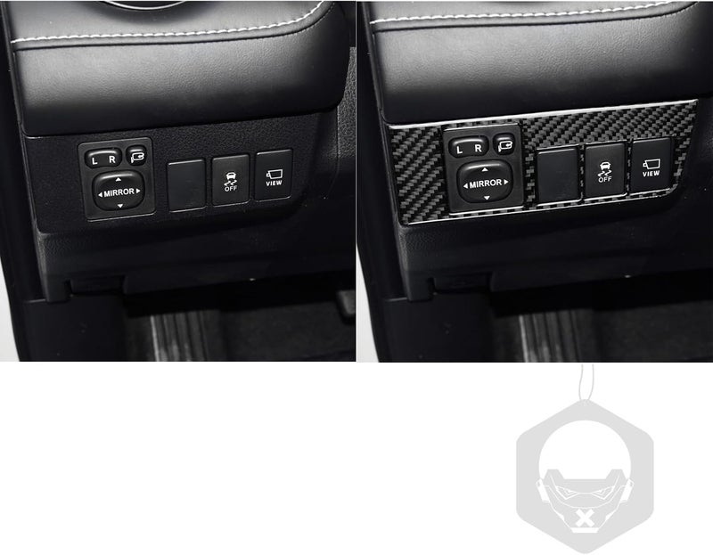 NVCNX Real Premium Carbon Fiber Car Dashboard Side Rearview Mirror Adjustment Button Panel Cover Decal Compatible with Toyota RAV4 2013 2014 2015 2016 2017 2018 Interior Dash Trim Accessories Black - Image 3