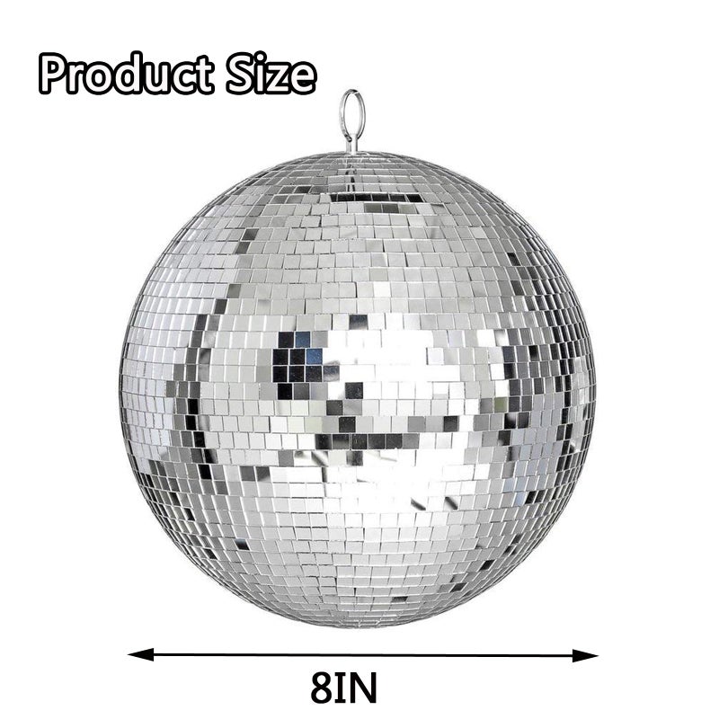 Alytimes Mirror Disco Ball - 8-Inch Cool and Fun Silver Hanging Party Disco Ball –Big Party Decorations, Party Design - Image 2