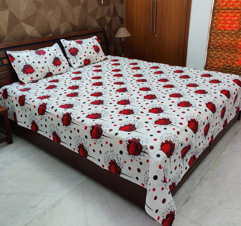 zebaya Home Pure Cotton 200TC Skin-Friendly Bedsheet for Double Bed. (Size 90X100 Inch) with 2 Pillow Cover (Multicolor C) - Image 1