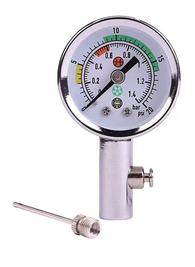 Generic Air Pressure Gauge for Balls，Basketball/Football/Volleyball,0-20psi，Metallic Color  - Image 1