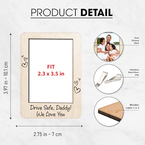 Hangwoous Drive Safe Visor Clip Picture Frame For Car Fathers Day Daddy Token Custom Car Visor Clip Photo Frame Fathers Day Sweet Papa Keepsake Heartfelt Gift For Dad Celebrating A Special Bond - Image 5