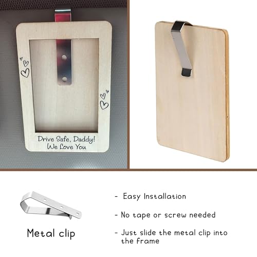Hangwoous Drive Safe Visor Clip Picture Frame For Car Fathers Day Daddy Token Custom Car Visor Clip Photo Frame Fathers Day Sweet Papa Keepsake Heartfelt Gift For Dad Celebrating A Special Bond - Image 3