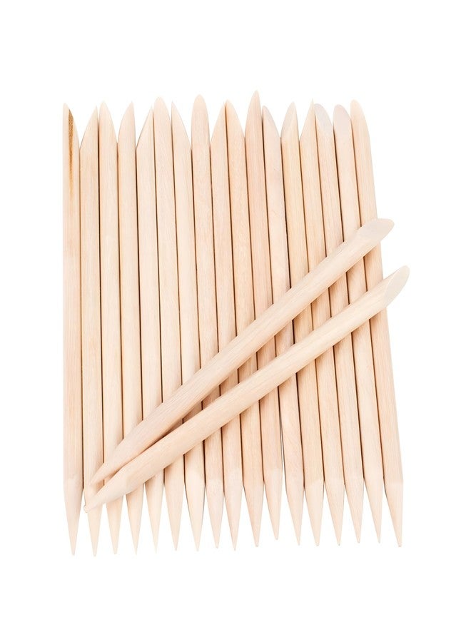 Trendy Look 24 Pcs Orange Wood Nail Sticks Double Sided Cuticle Pusher Remover Manicure Pedicure Tool - Image 1