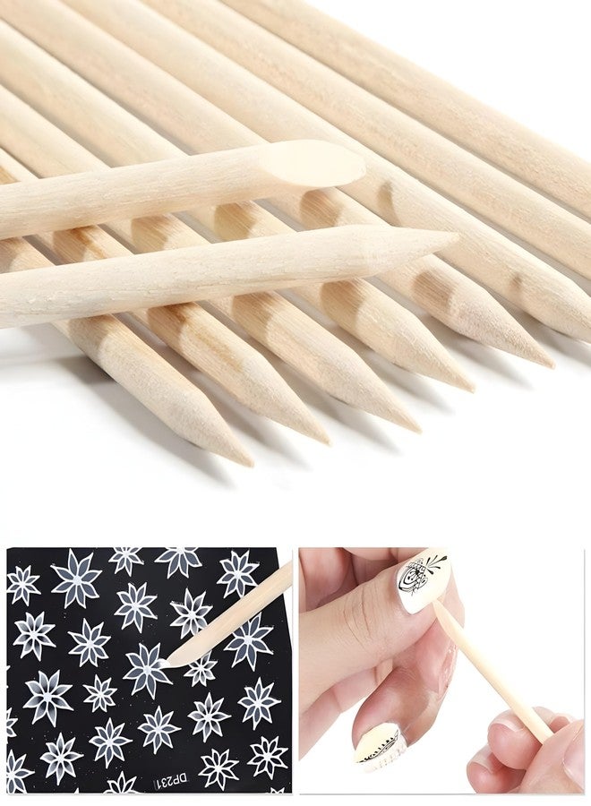 Trendy Look 24 Pcs Orange Wood Nail Sticks Double Sided Cuticle Pusher Remover Manicure Pedicure Tool - Image 5