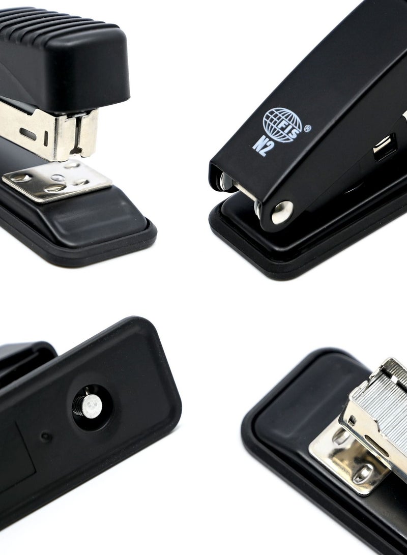 FIS Metal Office Stapler with Max Capacity 50 Staple Pins, Full Strip No. 24/6&26/6 mm, depth 50 mm, 20 Sheets, Black -FSSFN2BK - Image 3