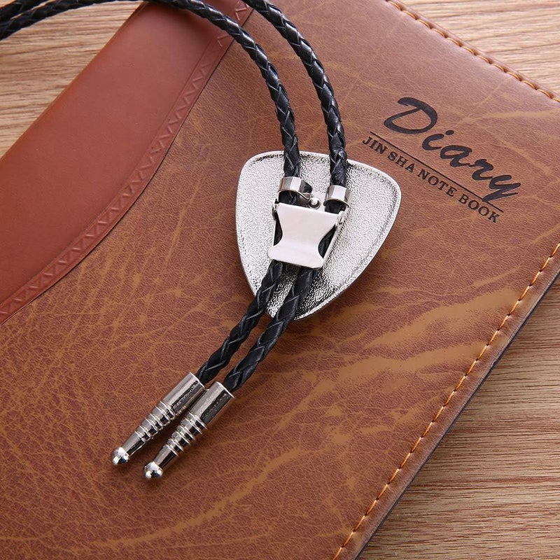 KDG Triangle Nature Agate Shape Bolo Tie Western Cowboy Celtic Black Stone Necktie For Men - Image 4