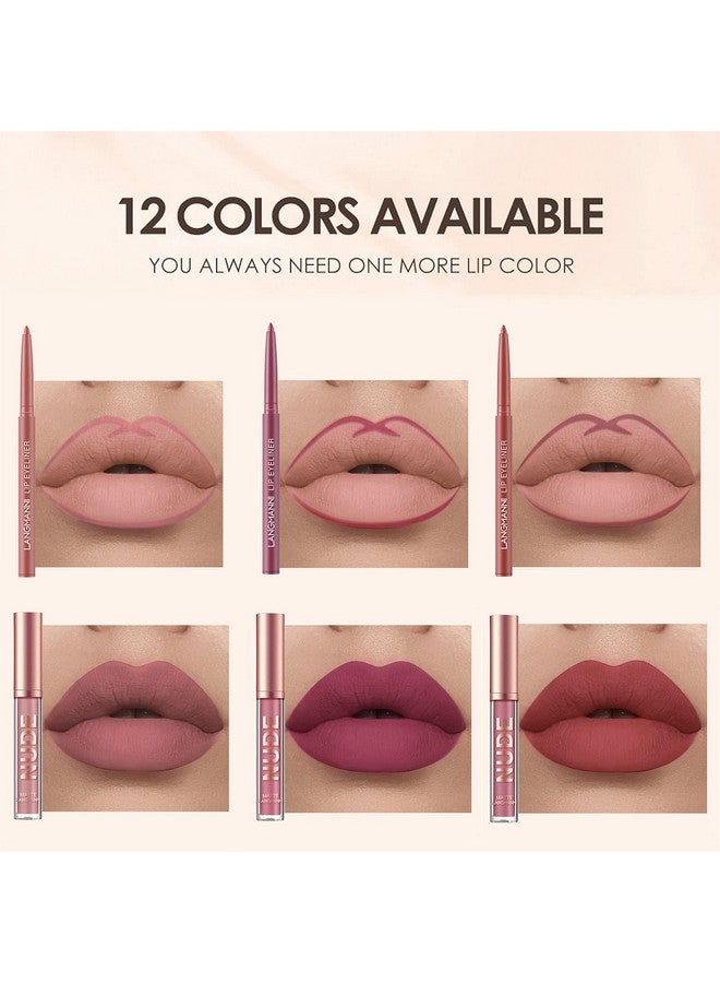 Sumeitang SUMEITANG 12Pcs Lip Liner and Lipstick Makeup Set, 6 Matte Nude Liquid Lip Stick With 6 Matching Smooth Lipliner pencil, All in One Waterproof Long Lasting Lipgloss, Girls&Women Lips Makeup Gift Set - Image 3