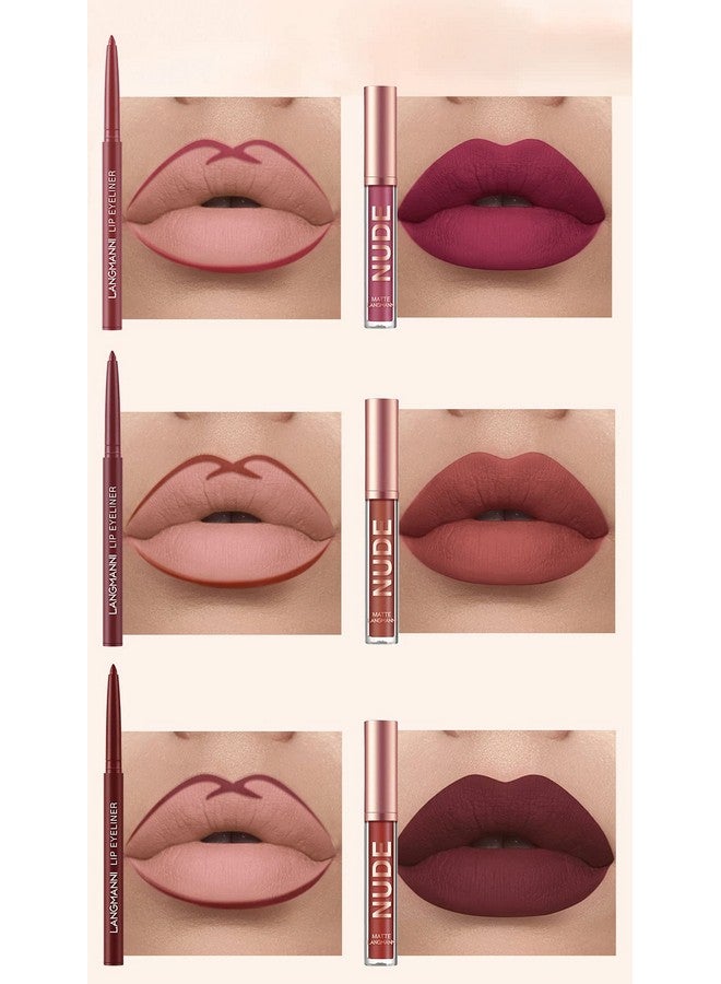 Sumeitang SUMEITANG 12Pcs Lip Liner and Lipstick Makeup Set, 6 Matte Nude Liquid Lip Stick With 6 Matching Smooth Lipliner pencil, All in One Waterproof Long Lasting Lipgloss, Girls&Women Lips Makeup Gift Set - Image 4