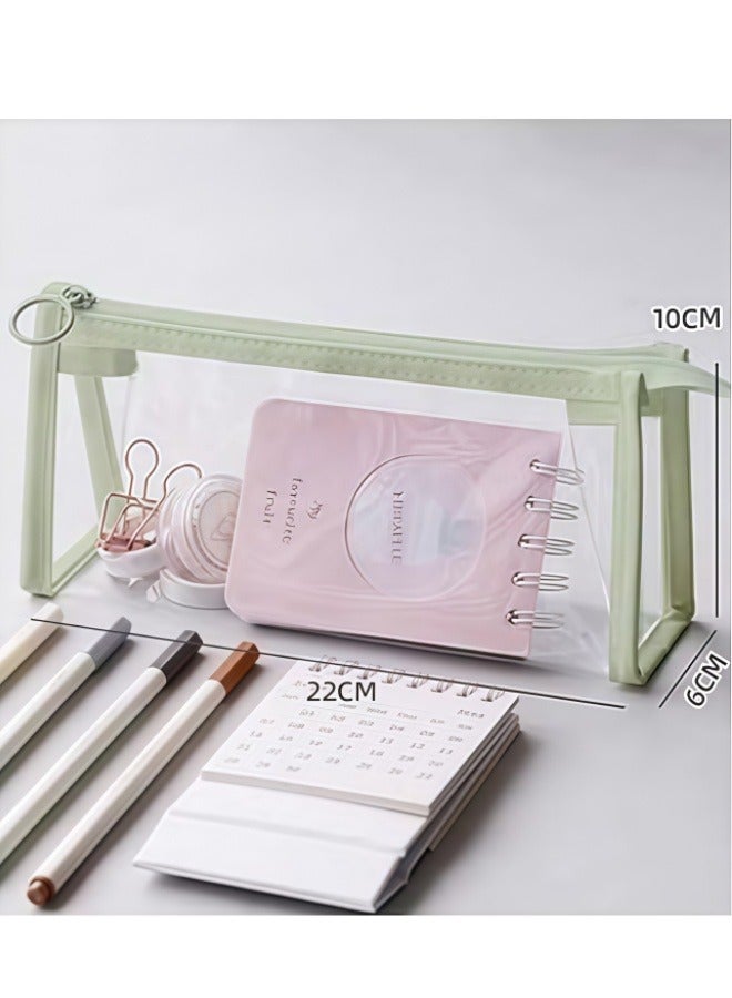 2PCS clear pencil cas, Big Capacity Pencil Case, transparent pouch, makeup bag, Clear Exam Pencil Case, Waterproof PVC Zippered Cosmetic Storage Pouch, Travel Luggage Pouch Make up Cosmetic Bag - Image 2