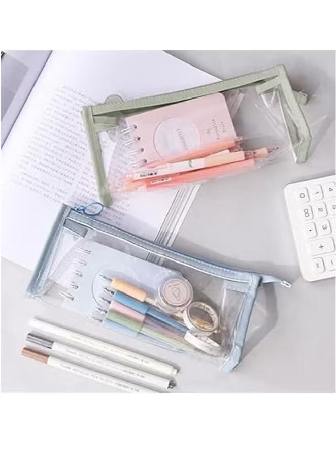 2PCS clear pencil cas, Big Capacity Pencil Case, transparent pouch, makeup bag, Clear Exam Pencil Case, Waterproof PVC Zippered Cosmetic Storage Pouch, Travel Luggage Pouch Make up Cosmetic Bag - Image 3