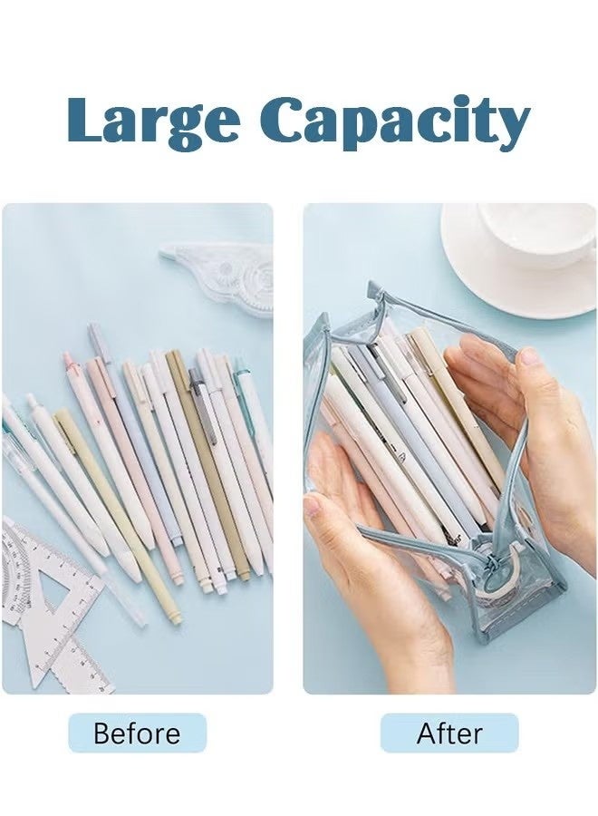 2PCS clear pencil cas, Big Capacity Pencil Case, transparent pouch, makeup bag, Clear Exam Pencil Case, Waterproof PVC Zippered Cosmetic Storage Pouch, Travel Luggage Pouch Make up Cosmetic Bag - Image 5