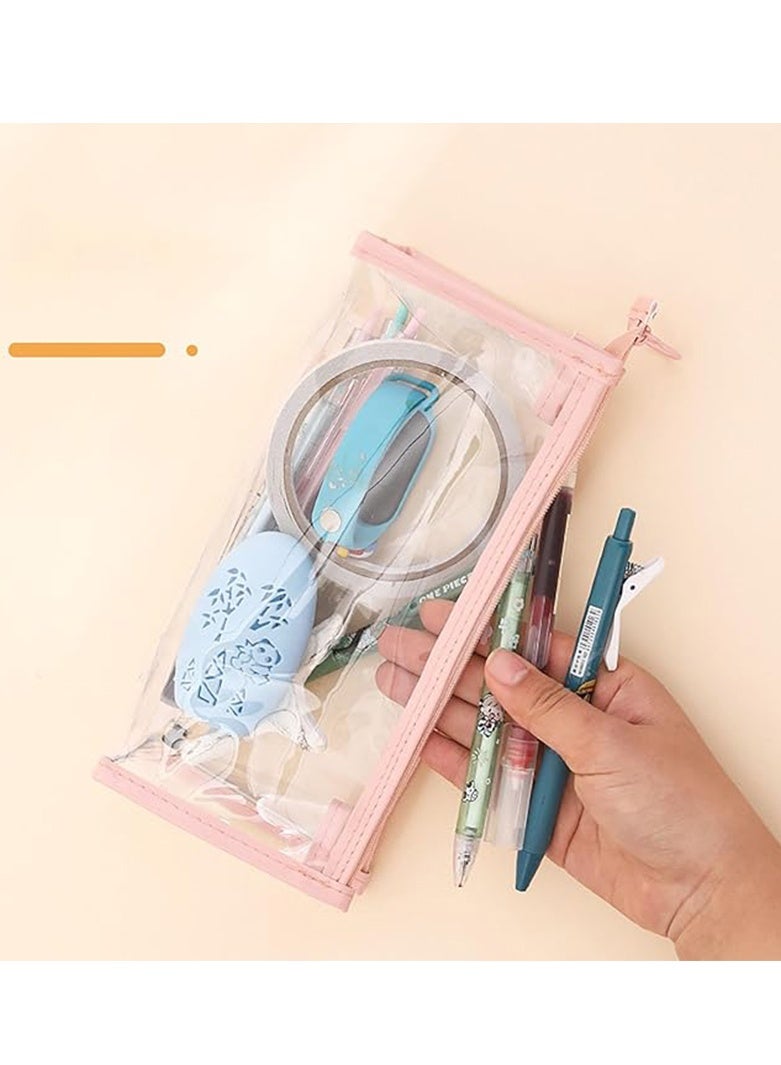 2PCS clear pencil cas, Big Capacity Pencil Case, transparent pouch, makeup bag, Clear Exam Pencil Case, Waterproof PVC Zippered Cosmetic Storage Pouch, Travel Luggage Pouch Make up Cosmetic Bag - Image 4