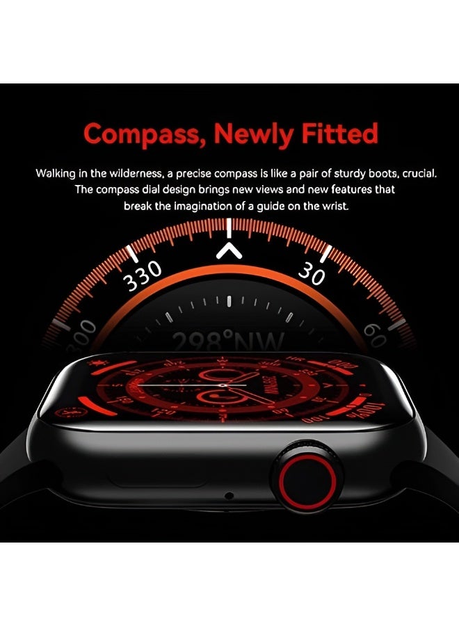 Smart Watch HK9 Pro with Bluetooth Calling, Wireless Charger, and Two Straps - BLACK - Image 3