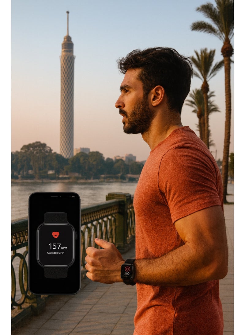 Smart Watch HK9 Pro with Bluetooth Calling, Wireless Charger, and Two Straps - BLACK - Image 4