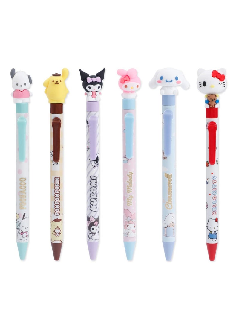 Excefore Anime Cartoon Gel Pen, Kitty Ballpoint Writing Pen, Press Retractable Ballpoint Pen, 6 Pcs Black 0.5mm Gel Pen, for Student School Supplies  - Image 1