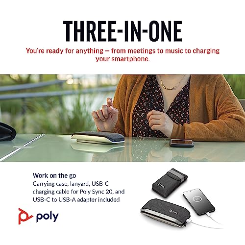 Poly Sync 20 USB-C Personal Portable Smart Speakerphone (Plantronics) – Noise/Echo Reduction -Works w/Teams, Zoom, PC, Mac, Mobile – Amazon Exclusive - Image 4