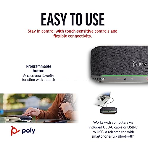 Poly Sync 20 USB-C Personal Portable Smart Speakerphone (Plantronics) – Noise/Echo Reduction -Works w/Teams, Zoom, PC, Mac, Mobile – Amazon Exclusive - Image 5
