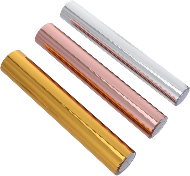 Permanent Adhesive Vinyl Rolls Self-Adhesive Vinyl Film for Crafts DIY Transfer Film 3 Colors Gold Silver Rose Gold 30cm X 25cm for Scrapbooking and Decorating - Image 1
