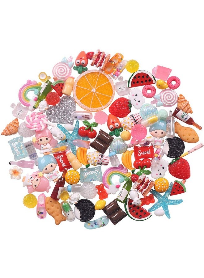 YAKA 50Pieces Mix Flat Backs Resin Embellishments Scrapbooking Supplies DIY Crafts Applique Flatback Embellishments Art Decorations Slime Charms - Image 2