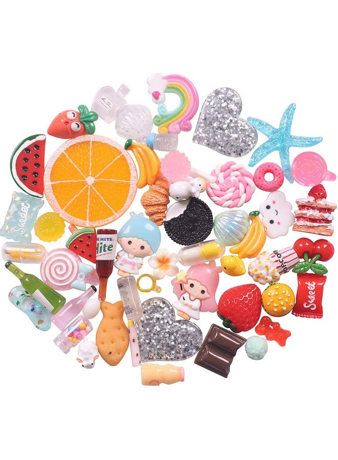 YAKA 50Pieces Mix Flat Backs Resin Embellishments Scrapbooking Supplies DIY Crafts Applique Flatback Embellishments Art Decorations Slime Charms - Image 3