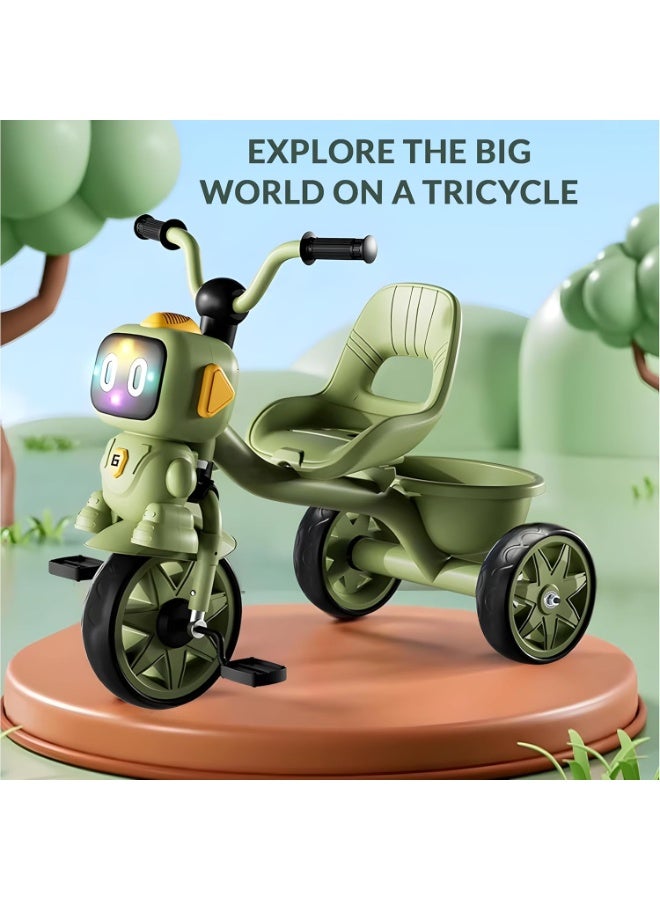DubaiGallery Toddler Toys Tricycle for Kids 2-5 Years - Balance Bike with Light & Music, Strong Steel Frame, Kids Tricycle with 3 Wheels & Back Storage Basket - Perfect Ride-On Toy for Boys & Girls - Image 4
