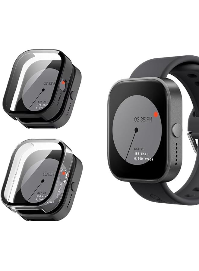 erorex 2Pcs Compatible With Cmf By Nothing Watch Pro Case Cover Cmf Watch Pro Screen Protector Full Coverage Hard Plastic Bezel With Glass Film Full Body Protection Anti Drop Black+Transparent  - Image 1