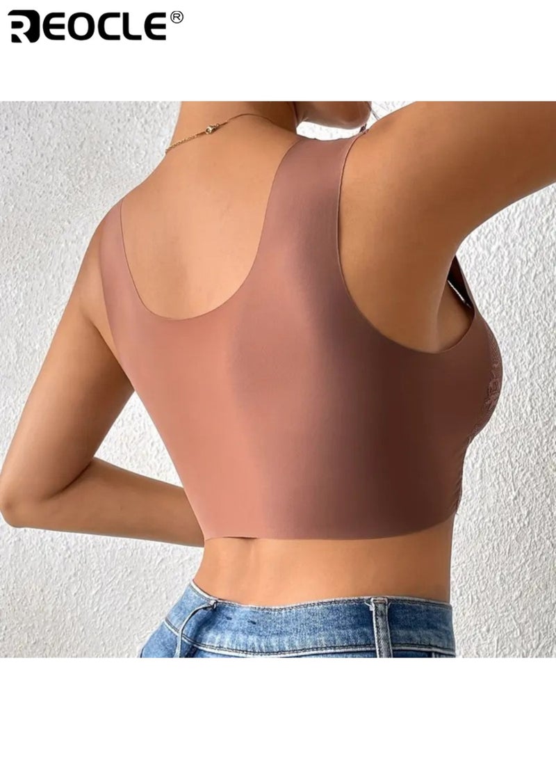 REOCLE Women's Lace Bra Wireless Comfort Design Breathable Soft Cup with Delicate Lace Trim for All Day Wear and Light Support for Daily Use and Special Occasions - Image 5