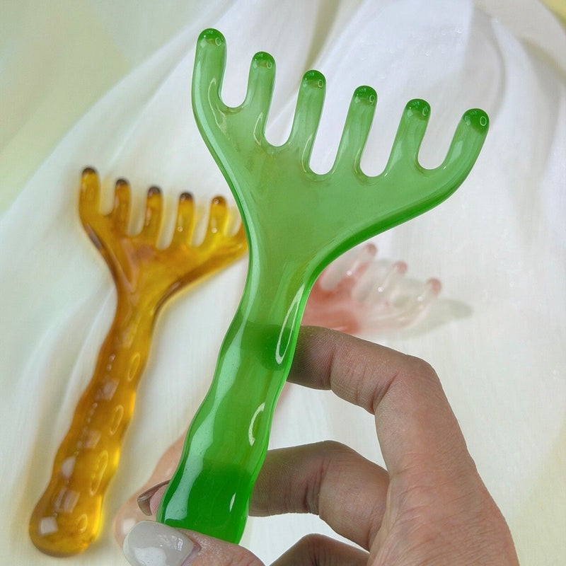 2 Pcs Beeswax Resin Six Claw Head Massager Scalp Relaxation Comb - Image 3