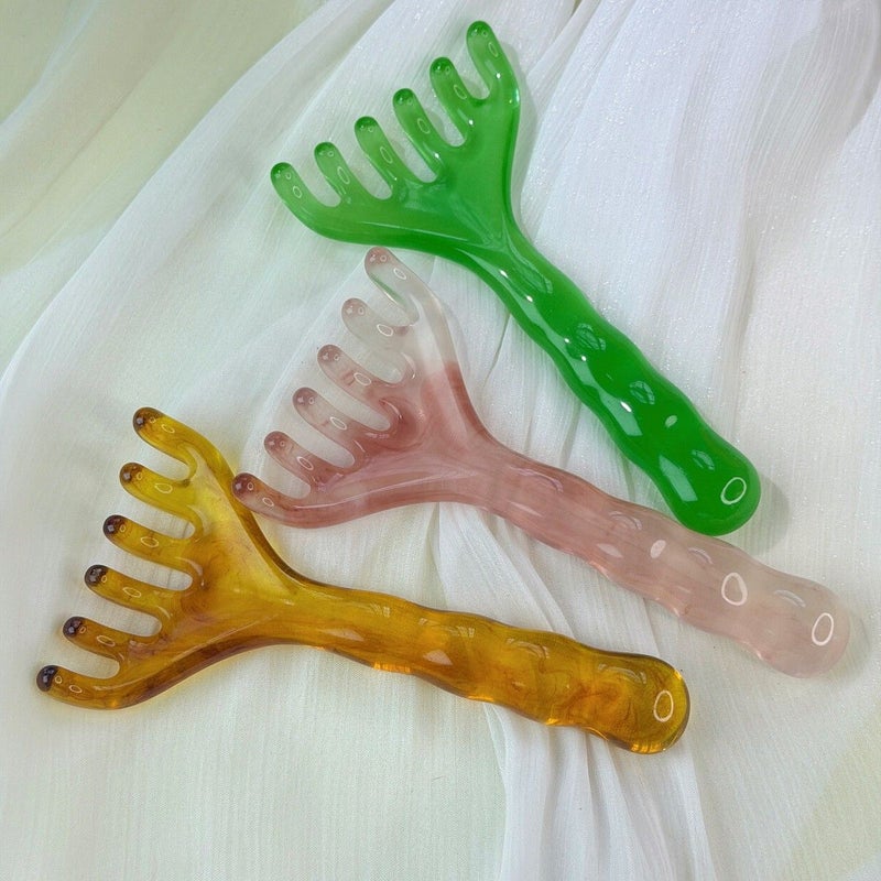 2 Pcs Beeswax Resin Six Claw Head Massager Scalp Relaxation Comb - Image 2