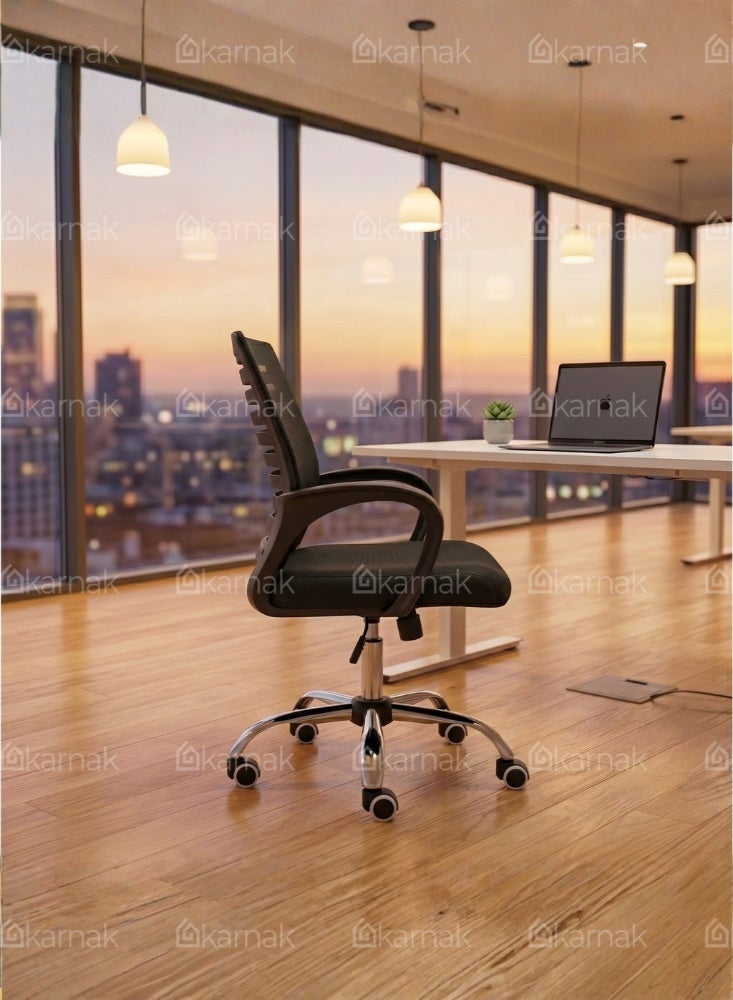 Karnak Mikaella Medium Back Office Chair | Mesh Executive Chair | Adjustable 360° Swivel Gaming Office Chair for Home & Office Furniture (Black) - Image 5