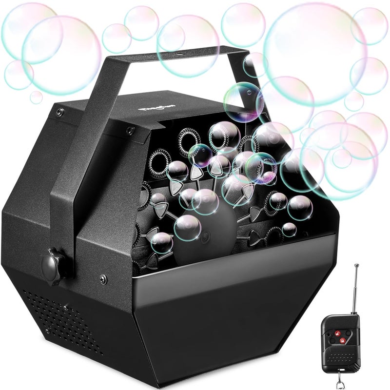 Theefun Bubble Machine Remote Control 750ML Metal Bubble Blower Machine for 60 Min Usage Time Plugin Automatic Bubble Maker for Parties Wedding Birthday Indoor Outdoor with AC Adapter - Image 3