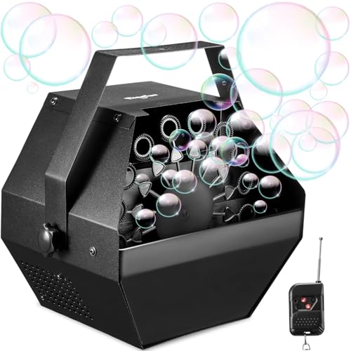 Theefun Bubble Machine Remote Control 750ML Metal Bubble Blower Machine for 60 Min Usage Time Plugin Automatic Bubble Maker for Parties Wedding Birthday Indoor Outdoor with AC Adapter - Image 1
