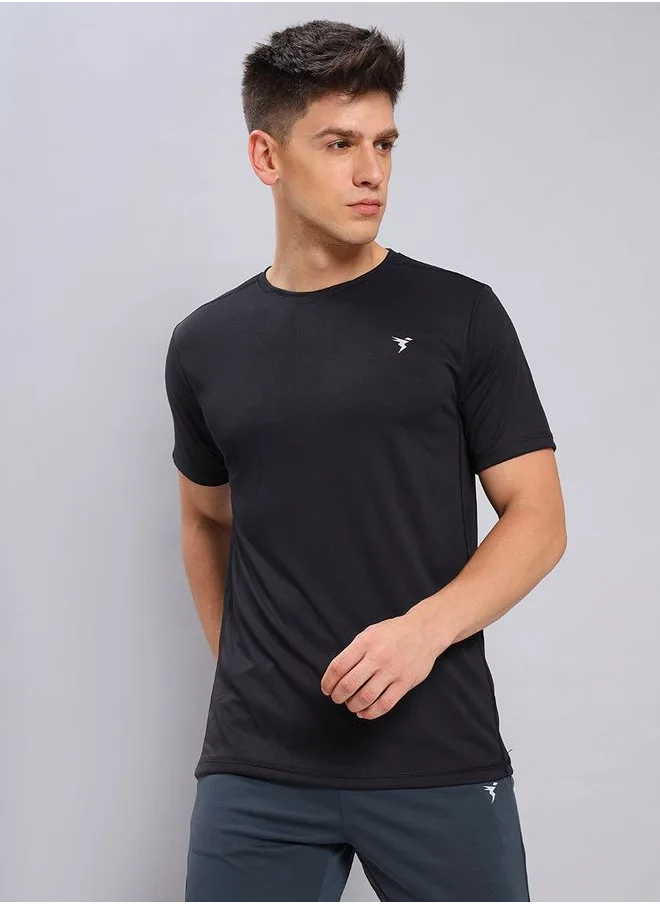 Technosport Logo Detail Regular Fit T-Shirt by Styli