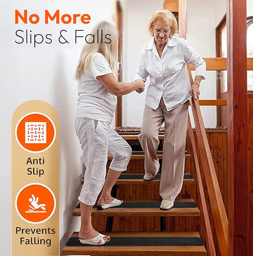 ThreadNanny Stair Treads Non Slip for Wooden Steps Indoor and Outdoor - Grip Tape for Stairs Concrete Steps (Works on All Surfaces & Weather), Waterproof Anti Slip Tape, Strong Non Skid Tapes 6” X 24” (5-Pack) - Image 2