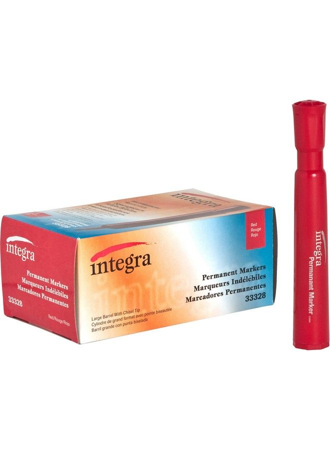 Integra Permanent Red Chisel Markers (Pack Of 12) - Image 1