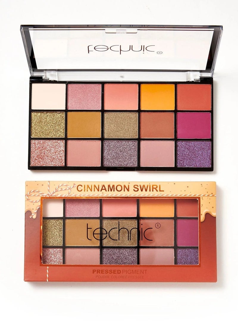 Technic 15 shades pressed pigments eyeshadow palette- Cinnamon Swirl - Image 1