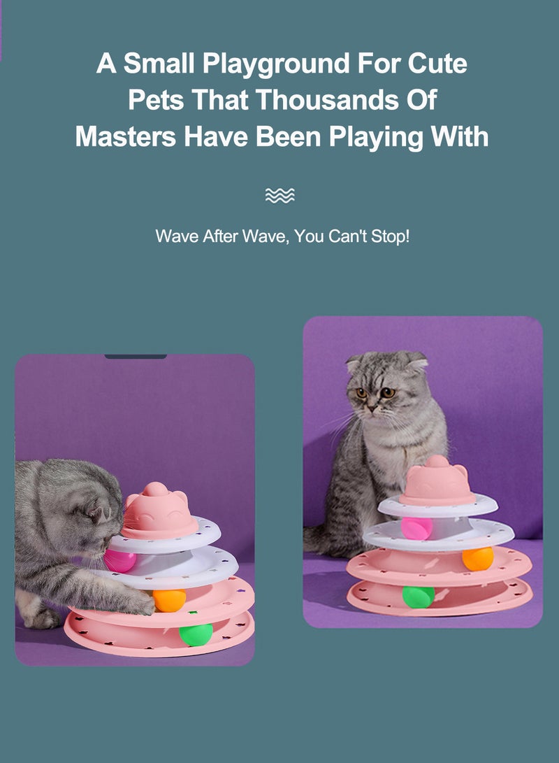 Kidle Cat Four-Layer Fun Colorful Ball Cat Toys Roller Pet Toys Turntable Pet  Cat Toy Balls with Three Colorful Balls Rotating Ball Kitten Toys Set Interactive Cat Toys for Indoor - Image 5