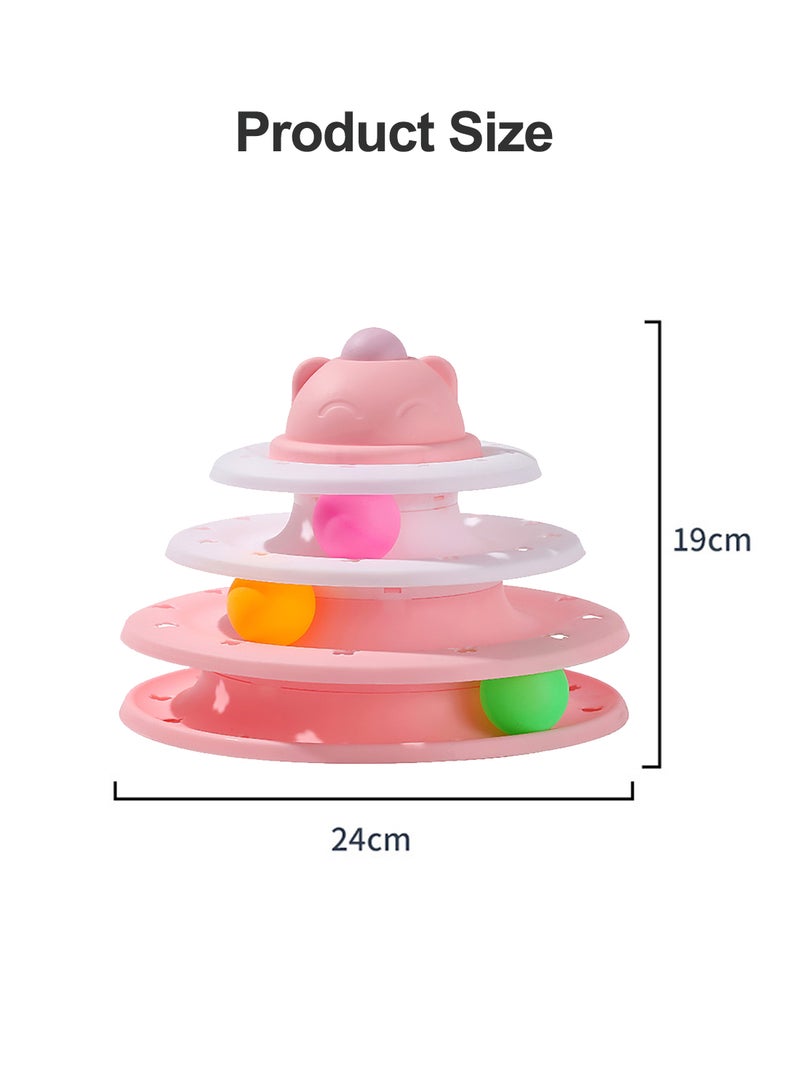 Kidle Cat Four-Layer Fun Colorful Ball Cat Toys Roller Pet Toys Turntable Pet  Cat Toy Balls with Three Colorful Balls Rotating Ball Kitten Toys Set Interactive Cat Toys for Indoor - Image 2