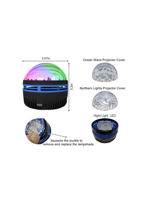 Aurora Lamp - Aurora Dimension Light,Aurora Borealis Light Projector,Galaxy Light Projector,2 In 1 Northern Lights And Ocean Wave Projector With 14 Light Effects for Bedroom,Home (Rechargeable)