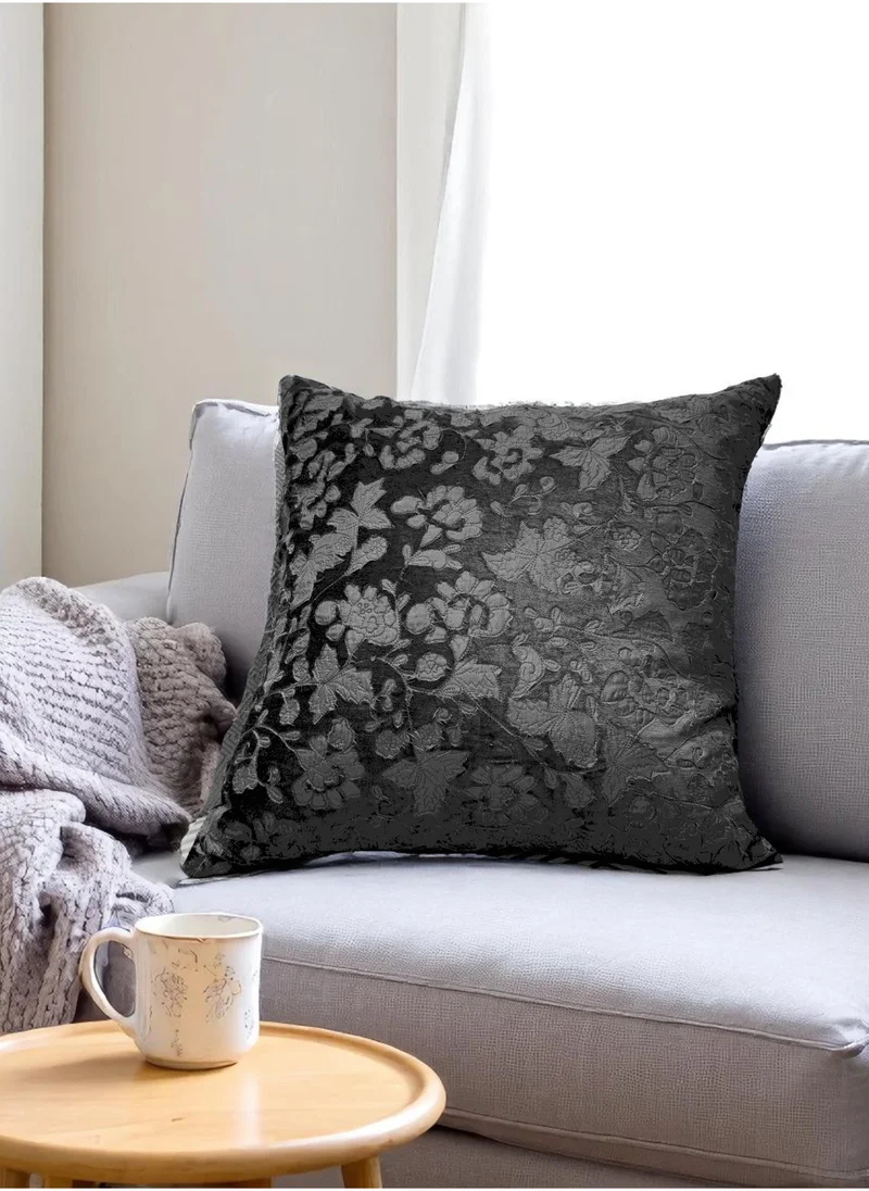 Tohfa Luxe Charcoal Patch Work Velvet Cushion With Filler