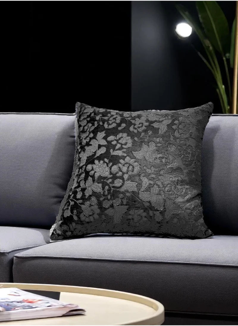 Tohfa Luxe Charcoal Patch Work Velvet Cushion With Filler