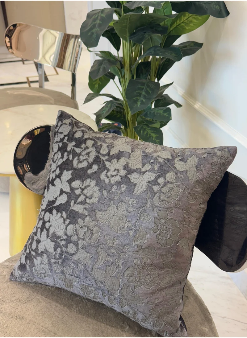 Tohfa Luxe Charcoal Patch Work Velvet Cushion With Filler