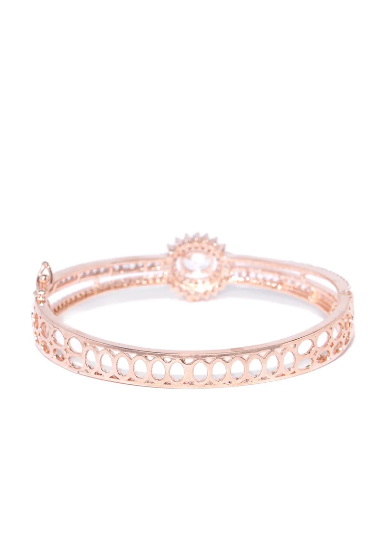 Priyaasi Rose Stone Studded Handcrafted Bangle Style Bracelet