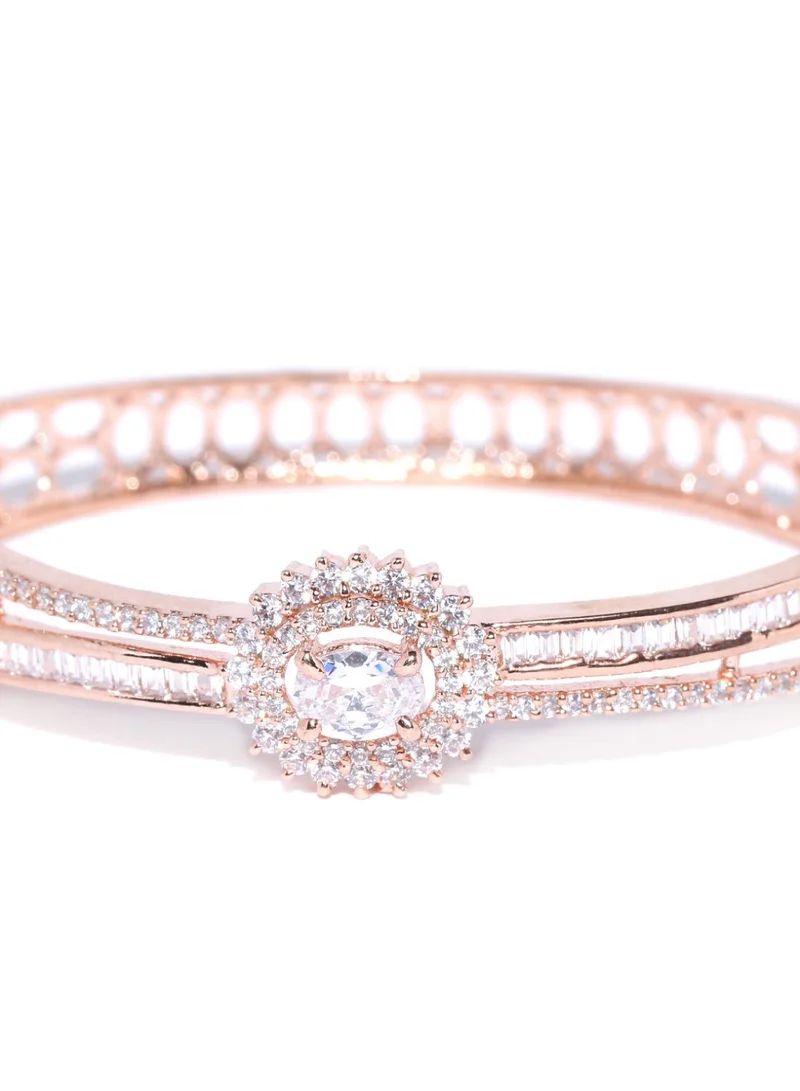 Priyaasi Rose Stone Studded Handcrafted Bangle Style Bracelet