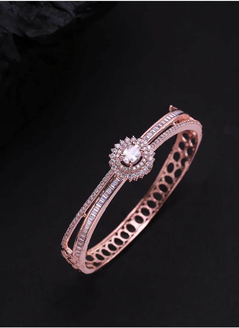 Priyaasi Rose Stone Studded Handcrafted Bangle Style Bracelet