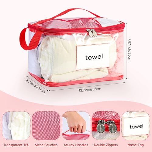 DOOHALO Small Clear Clothing Storage organizer Bags with Zipper handles 13.77X8.26X7.8 inch under bed clothes storage bags for Sweater Sheet Towel Socks Underwear Bra Quilts Books - Image 2