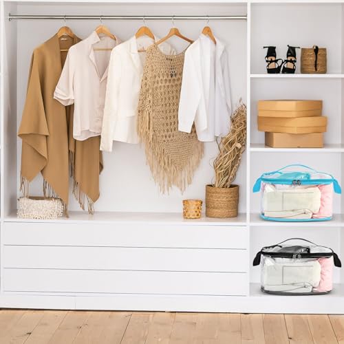DOOHALO Small Clear Clothing Storage organizer Bags with Zipper handles 13.77X8.26X7.8 inch under bed clothes storage bags for Sweater Sheet Towel Socks Underwear Bra Quilts Books - Image 4