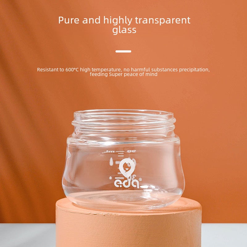 Aidoqi newborn baby wide-caliber glass bottle anti-choking anti-flatulence PPSU bottle baby bottle 90ml(Glass-Powder -90ml) - Image 3